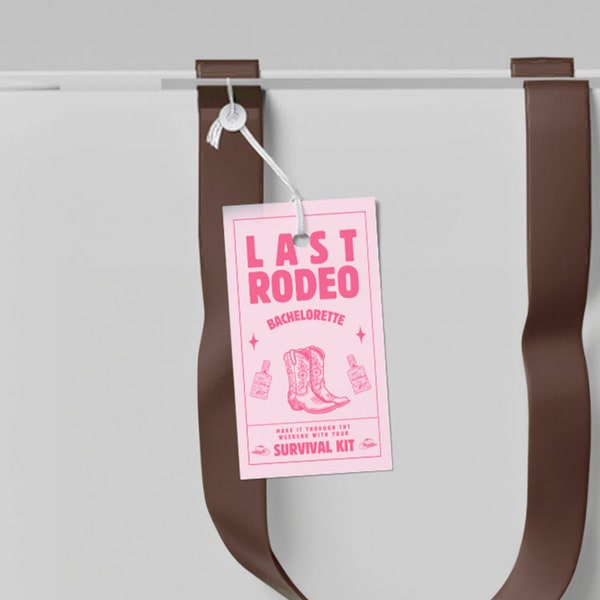 Last Rodeo Bachelorette Survival Kit Template Bachelorette Party Favor Bags Bachelorette Gifts Hangover Kit Tag Nash Bash Bach Pink Cowgirl