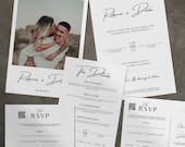Photo Wedding Invitation Template, Wedding Invite Templates, Wedding RSVP Cards, Wedding Details Card Template, Elegant Wedding Suite Bundle