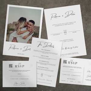 Photo Wedding Invitation Template, Wedding Invite Templates, Wedding RSVP Cards, Wedding Details Card Template, Elegant Wedding Suite Bundle