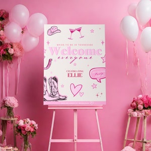 Nashville Bachelorette Welcome Sign Template | Bachelorette Template | Bachelorette Party | Cowgirl | Last Rodeo | Bachelorette Sign