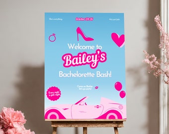 Puppe Junggesellinnenabschied Schild Bachelorette Dekor Vorlagen Pink Let's Go Party Willkommensschild Bachelorette Dekorationen Trendy Hen Party Schild