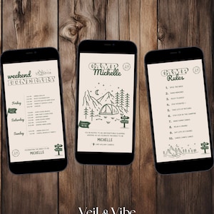 Camp Bachelorette Invite Digital Itinerary for Bachelorette Weekend Camping Bachelorette Invitation Mobile Bachelorette Itinerary Template