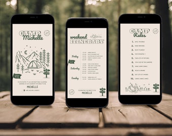 Camp Bachelorette Einladung Glamping Digitale Einladungsvorlage Camping Junggesellenabschied Reiseplan Camp Regeln Bachelorette Wochenendplaner
