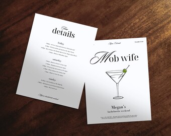 Italian Mob Wife Bachelorette Party Invitation Mob Wives Invitation Italian Bachelorette Itinerary Martini Invitation Templates Printable