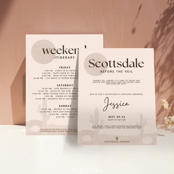 Scottsdale Bachelorette Itinerary Template Bachelorette Party Invitation Beige Bachelorette Invite Texas Bachelorette Invitation Template