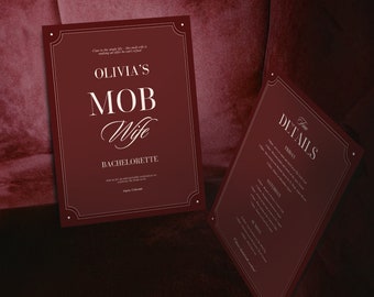 Chic Italian Mob Wife Bachelorette Invitation Template Mob Wife Aesthetic Hen Party Invite Martini Bachelorette Itinerary Template Vintage