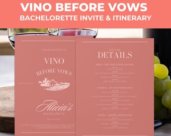 Wine Bachelorette Weekend Invitation Vino Before Vows Bachelorette Party Invitation Elegant Template Bachelorette Winery Trip Hen Party Wine