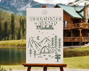 Camp Bachelorette Welcome Sign Template Camping Bachelorette Party Decor Cabin Welcome Signage Template Party Welcome Sign Bachelorette Camp
