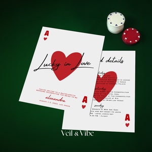Invitación de despedida de soltera con suerte en el amor Plantilla de itinerario de despedida de soltera en Las Vegas Invitación de fin de semana de despedida de soltera Invitación a fiesta de despedida de soltera en el casino