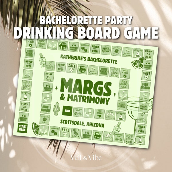 Bachelorette Drinking Board Game Margs Bachelorette Party Games Drinking Games for Bachelorette Weekend Hen Party Game Bridal Drinking Games