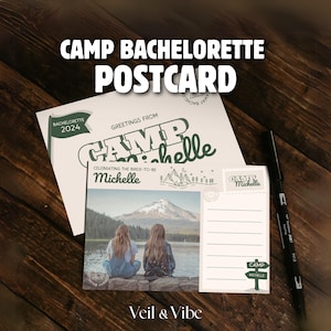 Carte postale Camp EVJF imprimable Carte postale de voyage EVJF, Salutations du camp Bach Cadeau de fête Dernier voile avant le sentier
