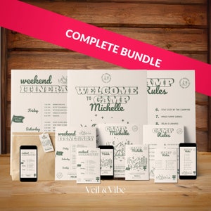 Camp Bachelorette Party Bundle Templates Camping Bachelorette Invite Camp Welcome Sign Lake Bachelorette Itinerary Bachelorette Party Favors