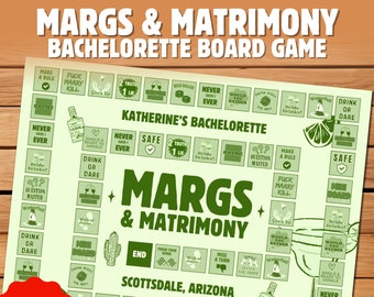 Margs and Matrimony Gioco da tavolo per addio al nubilato Giochi modificabili per bere addio al nubilato Giochi tropicali per addio al nubilato per il fine settimana dell'addio al nubilato