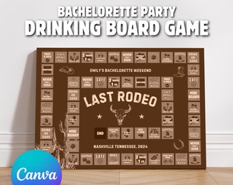 Last Rodeo Bachelorette Board Game Printable Game Western Drinking Games Cowgirl Bachelorette Party Games Editable Nashville Bachelorette