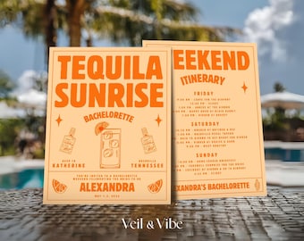 Tequila Sunrise Bachelorette Einladungsvorlage Tequila Bachelorette Reiseroutenvorlage Bachelorette Wochenendeinladung Margarita Party Einladung