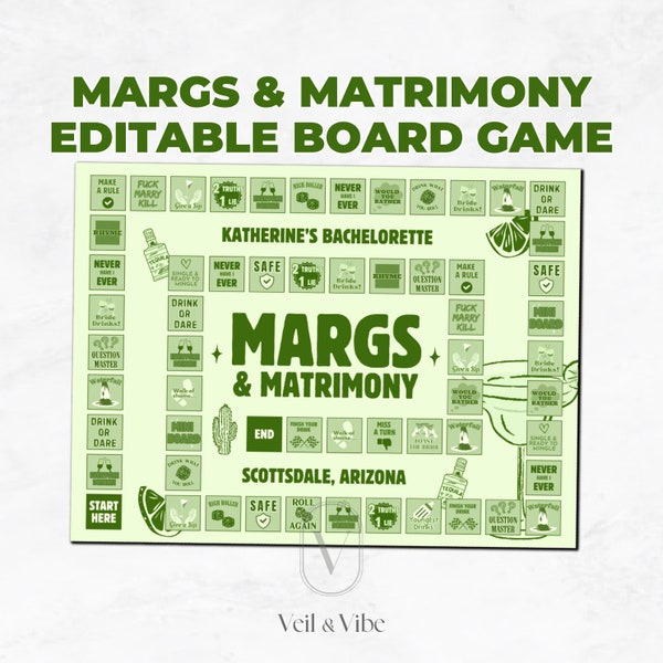 Editable Margs and Matrimony Bachelorette Drinking Game Tequila Bach Fun Games Mexico Hen Party Margaritas With Señoritas Bridal Shower Game