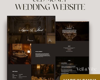 Modèle de site Web de mariage Old Money, site Web de mariage entièrement personnalisable, esthétique Old Money, site de mariage simple, site Web d'une page à faire soi-même
