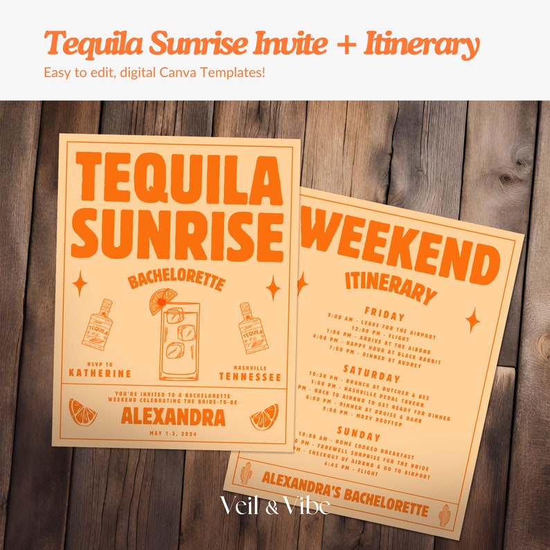 Tequila Sunrise Bachelorette Invite Template Tequila Bachelorette