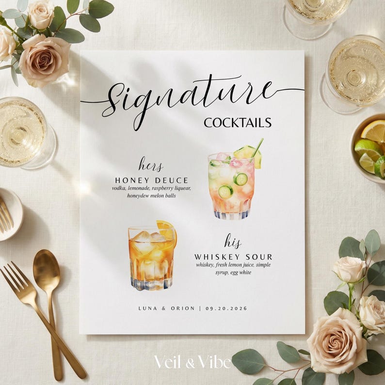 Wedding Bar Menu Template Bar Menu Wedding Sign Editable Signature ...