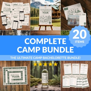 Camp Bachelorette Complete Bundle Bachelorette Invitation Templates Camp Itinerary Camp Rules Camping Sign Bachelorette Games Printable