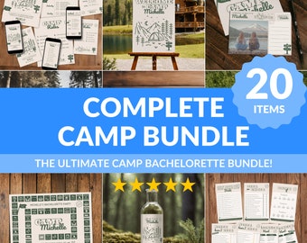 Camp Bachelorette Complete Bundle Bachelorette Invitation Templates Camp Itinerary Camp Rules Camping Sign Bachelorette Games Printable