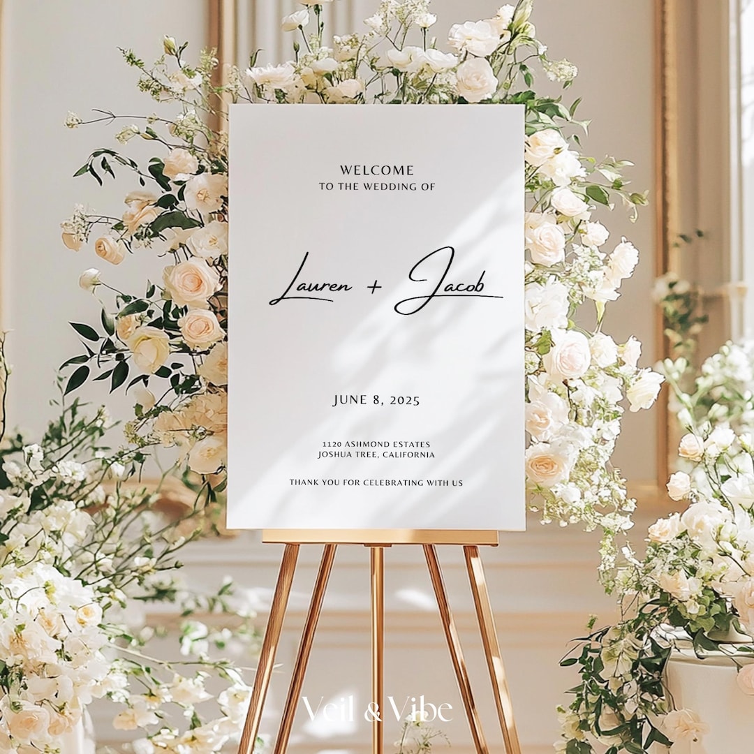 Rustic Wedding Welcome Sign Editable Canva Template Canva Printable ...