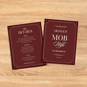 Elegant italiensk maffiafru-inbjudningsmall för möhippa Estetisk maffiafru-inbjudan för möhippa Martini-möhippa-resplanmall för vintage bild 3