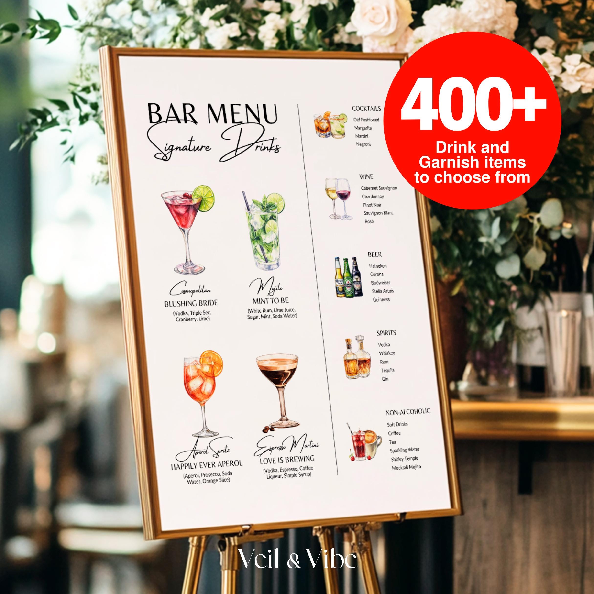 Wedding Bar Menu Template Bar Menu Wedding Sign Editable Signature Cocktail Sign Signature Drink Sign Wedding Drink Sign Bride Groom Drink