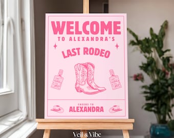 Último signo de rodeo Decoración de despedida de soltera Plantilla de signo de despedida de soltera de Nashville Signo de bienvenida de despedida de soltera de vaquera Decoraciones de despedida de soltera DIY