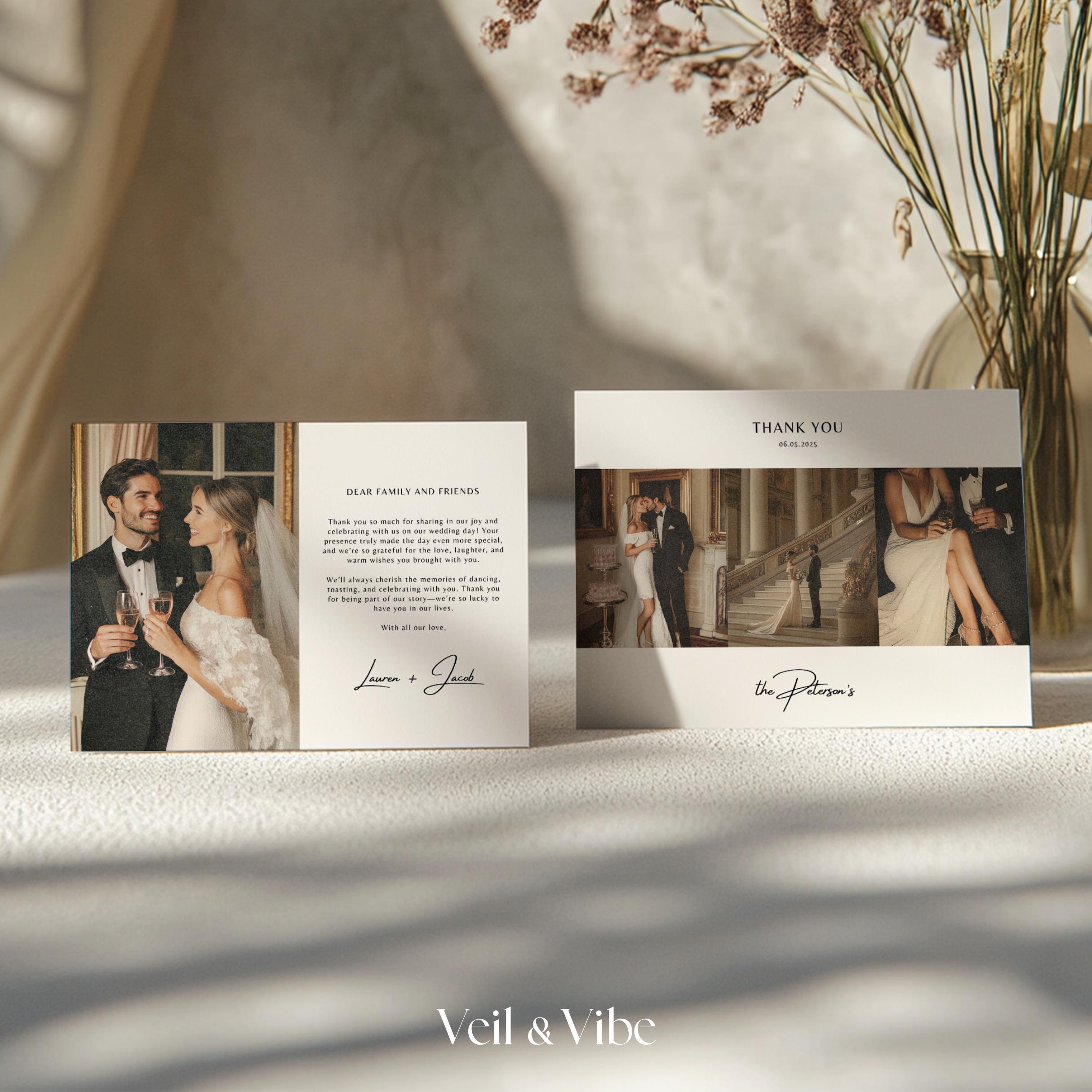 Wedding Photo Thank You Card Printable Custom Canva Template Minimalist ...