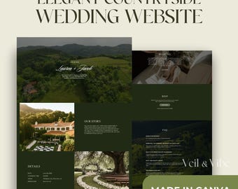 Elegant Countryside Wedding Website Template, Fully Customizable Wedding Website, Old Money Aesthetic, Simple Bridal Site, One Page Website