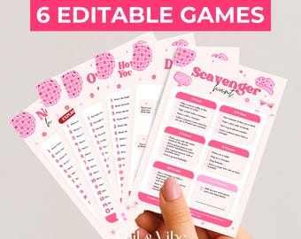 Paquete de juegos de beber editables Last Rodeo Bach, juegos para despedidas de soltera en Nashville, juegos para despedidas de soltera Disco Cowgirl, Nash Bash, fin de semana de chicas