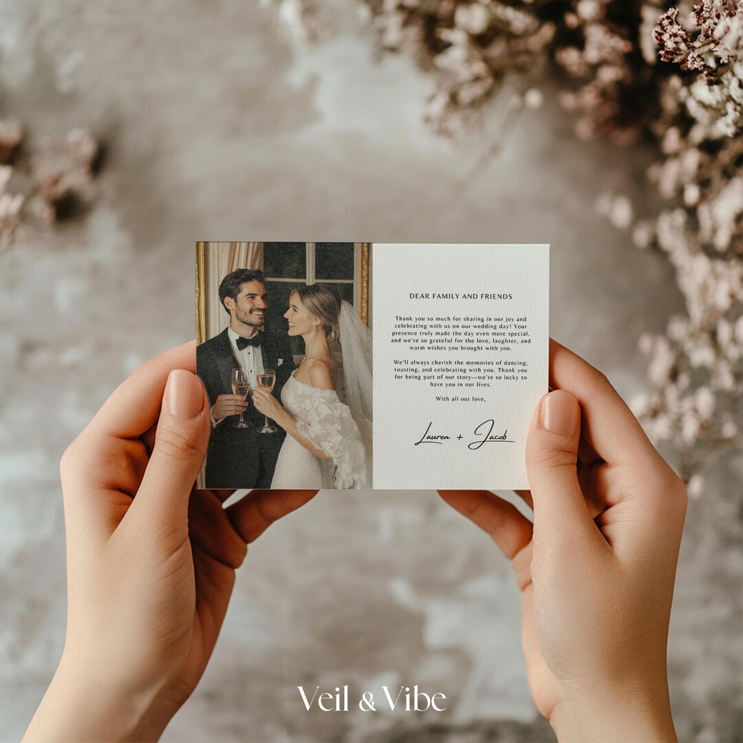 Modern Wedding Thank You Card Editable Canva Template Minimal Aesthetic ...