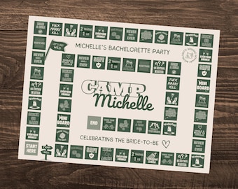 Camp Bride Bachelorette Party Game Printable Drinking Board Game Template Editable Rustic Cabin Weekend Game for Bridesmaids Glamping Games