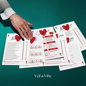 Lucky in Love - Pacote de jogos para despedida de solteira - Canva - Conjunto de jogos para impressão com tema de cassino editável - Viagem de garotas para a noite em Las Vegas - Jogos de bebida para noivas