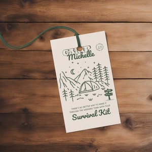 Camp Bachelorette Survival Kit Tag | Bachelorette Template | Hangover Kit Tag | Glamping | Welcome Bag Tag | Goodie Bag Tag | Editable File