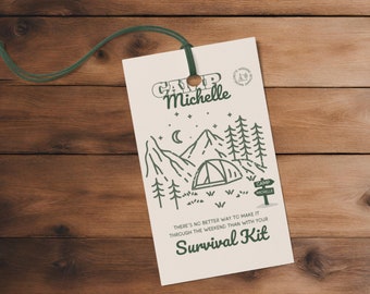 Camp Bachelorette Survival Kit Tag | Bachelorette Template | Hangover Kit Tag | Glamping | Welcome Bag Tag | Goodie Bag Tag | Editable File