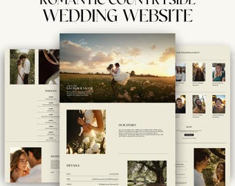 Fully Customizable Wedding Website, Canva Template, Old Money Countryside Aesthetic, Simple Bridal Site, One Page Website Wedding Elegant