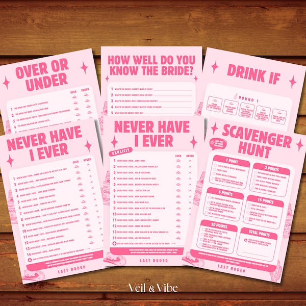 Last Rodeo Bachelorette Game Bundle, Never Have I Ever Game, Drink If, How Well Do You Know the Bride, Scavenger Hunt, Bachelorette Games