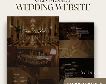 Modèle de site Web de mariage Old Money, site Web de mariage entièrement personnalisable, esthétique Old Money, site de mariage simple, site Web d'une page à faire soi-même