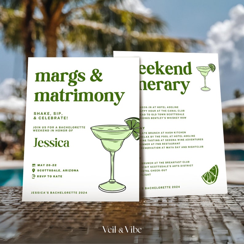 Editable Canva Bachelorette Invitation and Itinerary Template Margs ...