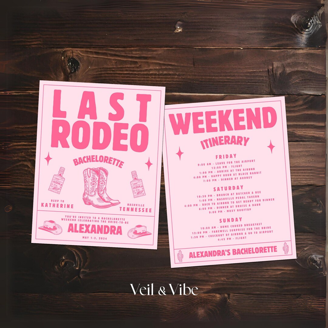 Last Rodeo Bachelorette Invite Template Nashville Bachelorette ...