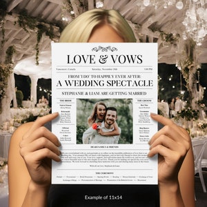 Programa de bodas de periódico / Totalmente editable / Programas de bodas imprimibles / Plantilla de programa de bodas / Búsqueda de palabras de bodas / Periódico de bodas imagen 3