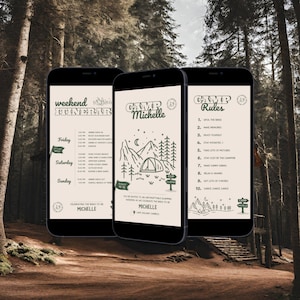 Camp Bachelorette Invitation Mobile Camping Bachelorette Itinerary Template Mobile Digital Invite Bachelorette Party Mobile Invite Camp Bach