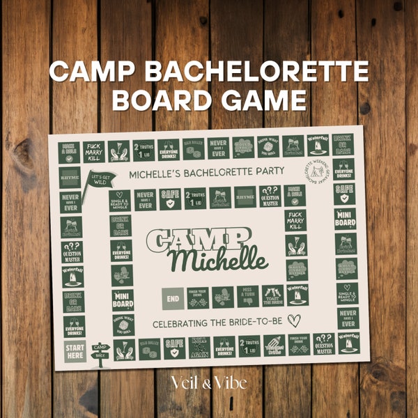 Camp Bachelorette Board Game Printable Games for Bachelorette Party Drinking Games Camp Bach Game Hen Party Games Bachelorette Party Games