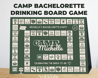 Camp Bachelorette Board Game Printable Games for Bachelorette Party Drinking Games Camp Bach Game Hen Party Games Bachelorette Party Game