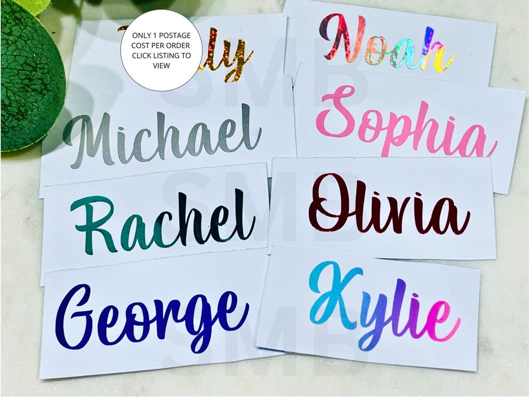 Name Stickers Customisation NAME STICKERS Vinyl Name Labels Water Bottle Stickers Name Cup Custom ...