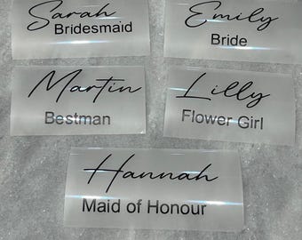 Wedding Role Vinyl Name Decal Sticker Hanger Flute labels bridesmaids gift labels Maid of honour