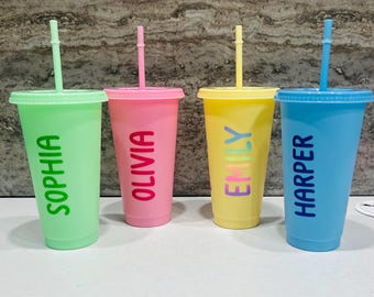 Name labels Personalised Vinyl Name Stickers party Tumbler Decals children's party name stickers for cold cups Lunchbox labels