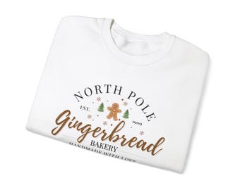 North Pole Gingerbread Bakery Sweatshirt, Holiday Jumper
